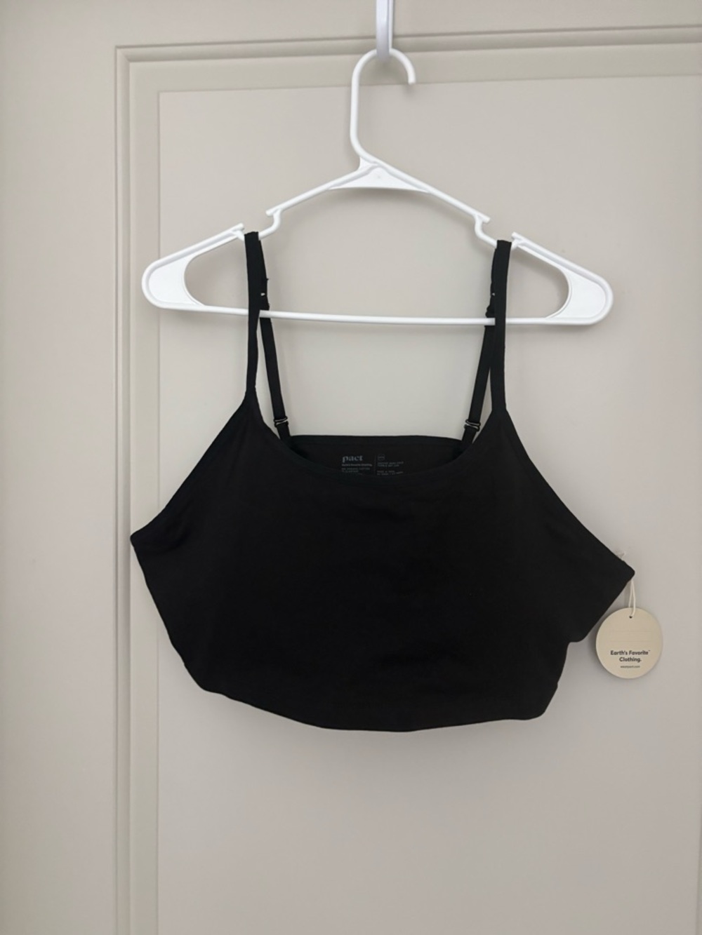 Pact Black Thin -Strap Camisole crop top sports bra NWT Size 3XL organic Cotton - Picture 3 of 6
